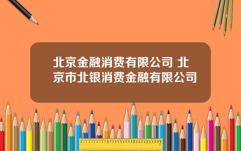 北京金融消费有限公司 北京市北银消费金融有限公司